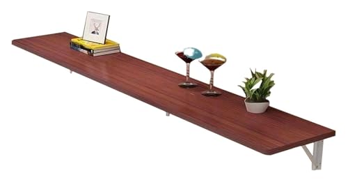Escritorio flotante montado en la pared, mesa plegable para espacios pequeños, escritorio de madera marrón para comedor, estudio, cocina, 160 x 40 cm