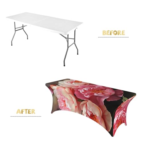 Nappe de table extensible motif fleurs pivoine lavable de 1,8m