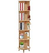 LIYUANJUN Rotating Bookshelf, 5-Layers Kids Bookcase 360 Rotating Display Book Shelf Floor Standi...