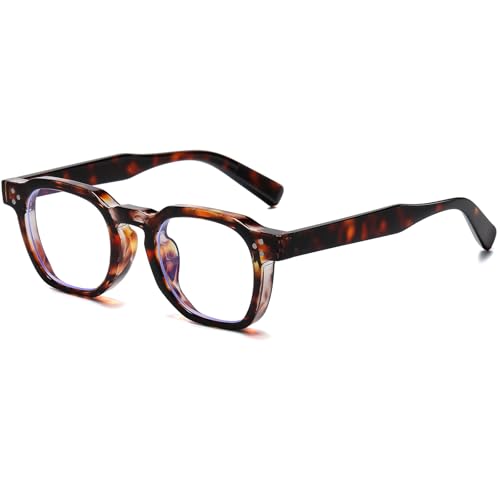 Image of AIEYEZO Retro Blue Light Glasses for Men Women Square Thick Framed Eyeglasses Trendy Vintage Computer Glasses