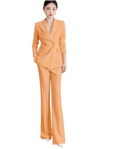 Women's Suit 2-Piece Double Breasted Buttons Jacket+Pants for Wedding Formal Party