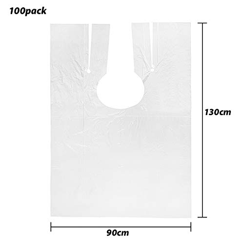 JIAHG Disposable Hairdressing Gown Capes, 100 Pieces, Clear