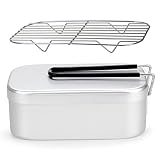 メスティン 2点セット キャンプ用品 はんごう 2合 バリ取り済 目盛り付き 飯ごう 網付き すいはん 自宅炊飯 コンパクト 軽量 日常生活/アウトドア