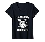 Womens I'm With The Drummer V-Neck T-Shirt
