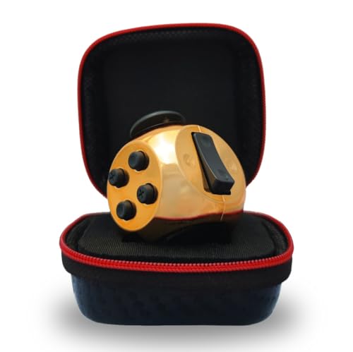 PILPOC theFube Fidget Cube - Fidget Toys Deluxe, Anti Stress Adultes et Enfants - Étui de Protection Premium, Cube Anti Stress, Jouet Anti Stress Contre l'Anxiété, TDAH, TOC, Autisme (Noir & Or Rose)