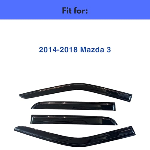 Image of IG Window Visors Fit for 2014-2018 Mazda 3, Out-Channel Rain Guards Vent Wind Deflectors 4PC, Car Accessories for 14-18 Mazda 3