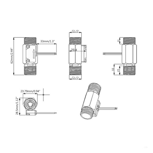 Sensor de flujo de agua DN15 medidor de flujo de líquido con rosca externa macho 4