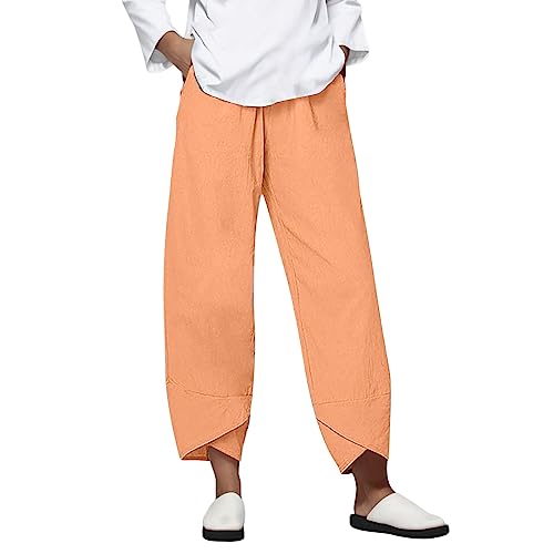 DABAOK Pantalones de senderismo para mujer - Tamaño más Pantalones de senderismo para mujer, naranja, S