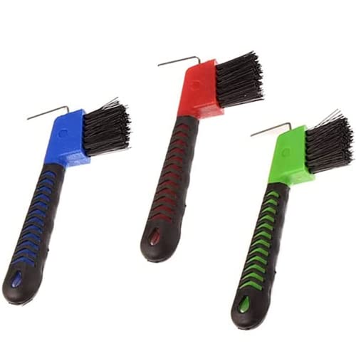 BRYHZKCM Horse Hoof Pick Brush with Soft Touch Rubber Handle,Portable Hoofpick,3Pieces,Random Colors