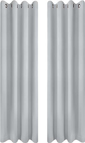Utopia Bedding Opacas Cortinas Salon Modernas 2 Piezas 140x260 cm, Blanco Grisáceo - Cortinas Térmicas Aislantes Frío Calor y para Dormitorio, Salón y Cocina con Ojales