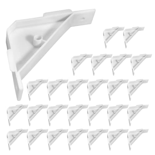 Waziaqoc 40PCS Cabinet Triangle Bracket, 90 Degree Corner Support Braces Plastic White Cabinet Countertop Brackets