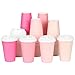 Purhapfre 80 Pcs 12 oz Pink Disposable Coffee Cups with Lids Hot Pink Light Pink Gradient Paper Cups for Hot and Cold Beverage Water Juice Coffee Tea Party Wedding Bride Shower Supplies …