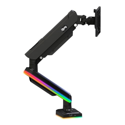 ELG, F100RGB, Suporte Ergonômico Articulado, Gamer, RGB, Pistão a Gás, Monitor 17' a 35', Preto