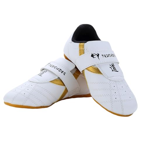 LJFIWY Zapatos de entrenamiento de artes marciales para adolescentes, zapatos de artes marciales antideslizantes, zapatos de taekwondo para niños, zapatos clásicos de cuero transpirable, ligeros,