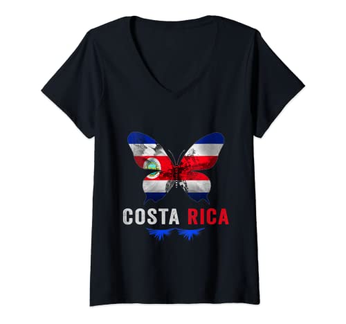 Mujer Orgullo de Costa Rica Diseño Día Nacional Costa Rica Bandera Hombres Camiseta Cuello V