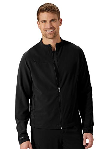 Jockey Scrubs Classic Unisex Zip Front Collared Jacket, Black, Medium