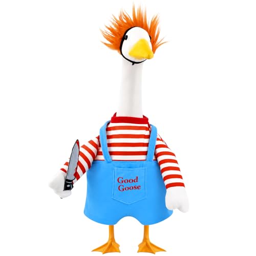 Aymolas Halloween Goose Outfit Scary Porch Goose Costumes for 23H Plastic/Cement Statues Halloween Geese Jumpsuit Overalls Clothes Outdoor Lawn Patio Yard Decorations