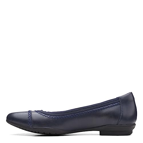 Clarks Clarks Collection Women's Sara Bay Ballet Flat, Navy Leather, 6.5 Medium US