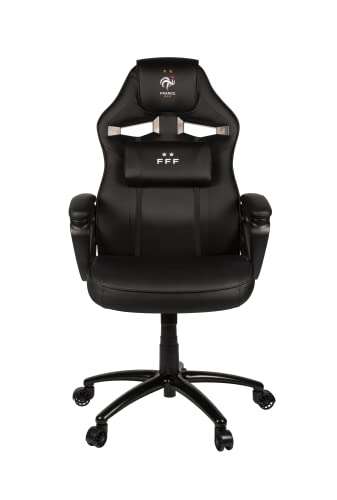 Konix FFF Chaise fauteuil pour bureau PC gaming - Inclinaison 15° - Accoudoirs et assise rembourrés - Cuir polyuréthane lisse - Noir