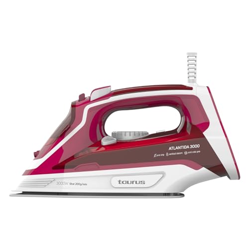 Taurus Atlantida 3000 - Plancha de vapor. 3000W. Golpe vapor 200g/min. Vapor constante 45g/min. Cerámica. Función spray. Doble sistema antical. Auto-limpieza. Antigoteo.