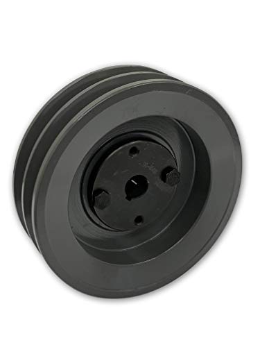 Double Groove 3.55" Cast Iron Electric Motor" H" Pulley/Sheave, Bushing Included, for 5/8" Top Width B/5L/BK/5LK Section V Belt, 2 Groove Pulley (5/8" Shaft / 0.625 Bore, 2BK34H)