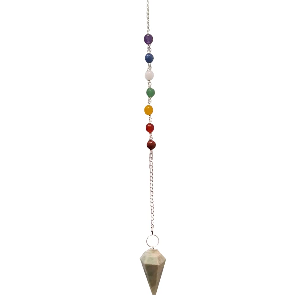 VIE Naturals Pendulum with 7 Chakra Beaded Chain, Amazonite, One