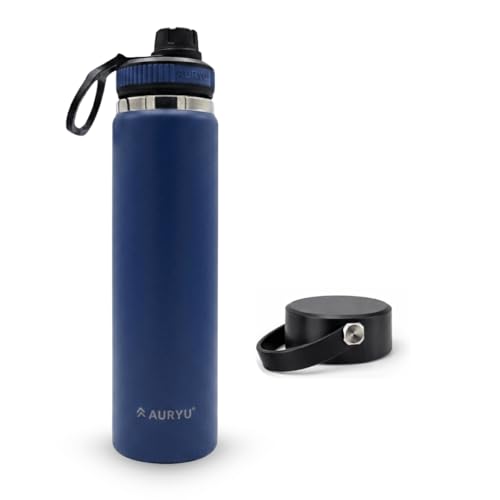 Botella de agua aislada de acero inoxidable triple pared 24oz Azul marino Auryu