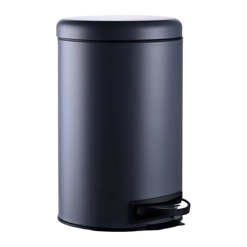 Relaxdays Mülleimer, 12 Liter, entnehmbarer Kunststoff-Inneneimer, mit Fußpedal, Bad, Küche, Tretmülleimer, Stahl, grau