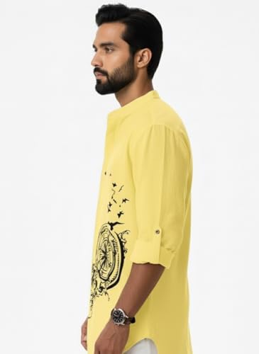 Image of Amazon Brand - INKAST Men's Cotton Blend Mandarin Collar Regular Fit Full Sleeve Casual Short Kurta
