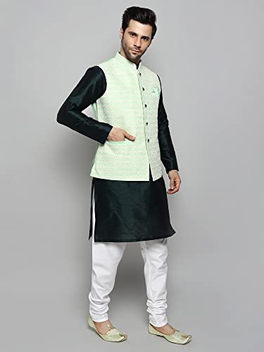 Image of Uri and MacKenzie Men's Silk Blend Kurta Pajama with Designer Ethnic Nehru Jacket /Modi Jacket