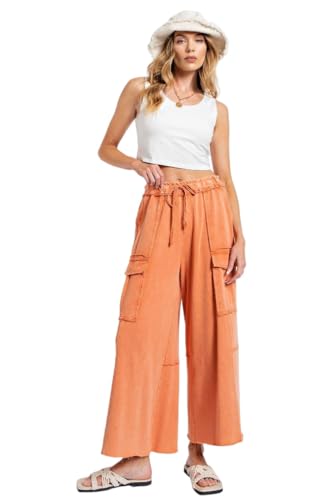 Easel Game On Washed Wide Leg Cargo Pants2