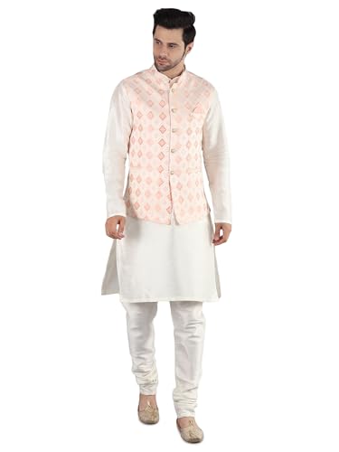 Image of Uri and MacKenzie Men's Silk Blend Kurta Pajama with Designer Ethnic Nehru Jacket /Modi Jacket
