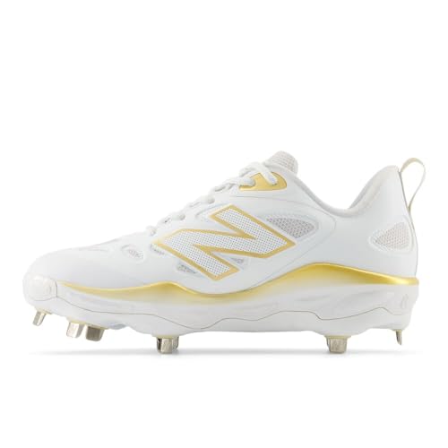 New Balance New Balance Women's Fresh Foam X Velo V4 Metal Softball Shoe, White/Gold, 8.5 M