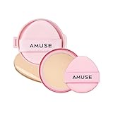 AMUSE SEOUL Dew Power Vegan Cushion Foundation Refill (1.5 NATURAL REFILL), Semi Glow, Full Coverage, Dewy Finish, Long Lasting, Lightweight, Smooth Radiant Skin, Vegan, Korean Beauty Makeup