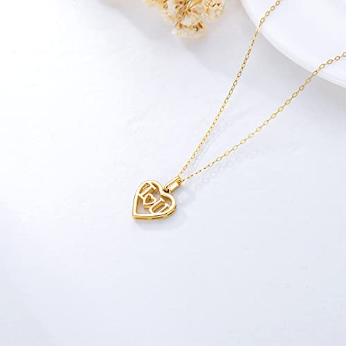 Solid 14K Gold Love Heart Necklace for Womens, I Love You with All My Hearts Gold Thick Double-Sided Heart Pendant Love Jewelry Anniversary Mothers Day Gift for Mom, Wife - Image 5