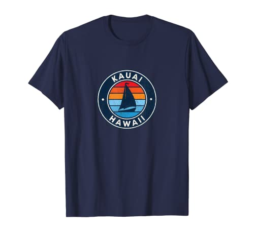 Kauai Hawaii HI Vintage Velero Retro 70s Camiseta