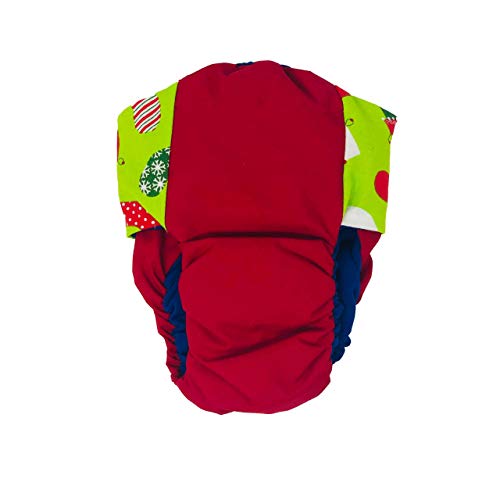 Barkertime Green Christmas Stocking On Red Waterproof Premium Dog Diaper, Xxl, With Tail Hole - Made In Usa #TOP3