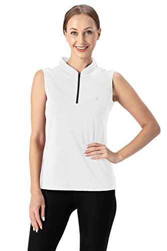 YSENTO Women's Golf Apparel Shirts Clothes Outfits Sleeveless 1/4 Zip Collarless Dry Fit UPF 50+ Tennis Polo Tank Tops2