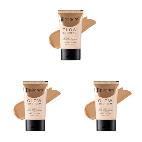 Image of Pilgrim Honey Glow 3-In-1 Natural Bb Cream Medium Coverage For All Skin Types Spf 50 Pa++++ With Niacinamide, Hyaluronic Acid & Vit C - 30G, Pack Of 3