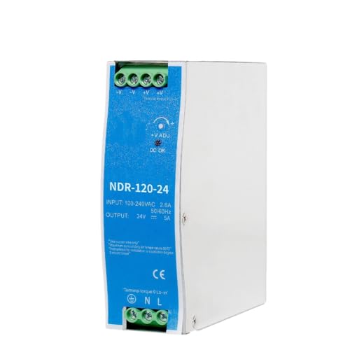 Image of 24VDC DIN Rail Power Supply NDR120-24 120W 24v 5a Power Supply Output 24VDC 5A with Dual Output 120vac to 24vdc Power Supply