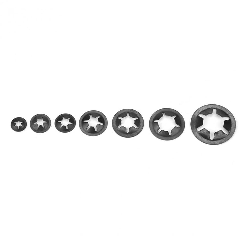 260Pcs Internal Tooth Torx Ring Push On Locking Washers Speed Clips Fasteners Assortment Kit M3-M12, Manganese Steel