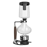 Fácil de usar: la base de silicona de la cafetera Syphon es estable y no es fácil de verter, todo es desmontable, fácil de limpiar y almacenar, y la varilla mezcladora, la cuchara de café en polvo y el papel de filtro a juego son muy convenientes de usar.