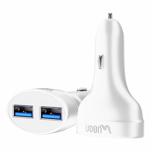 Image of Ubon CH85 20W Dual USB Car Charger with Micro USB Cable | Fast Charging Car Adapter | Overheat & Overvoltage Protection | Compact & Durable Design | Compatible with All Smartphones & Devices (White)