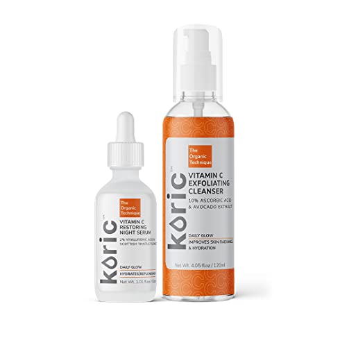 Koric Overnight Glow Kit Night Serum And Exfoliating Cleanser For Reduceing Dark Spots, Stubborn Makeup, Boosts Skin Radiance Deeply Nourishment & Exfoliates Skin With Goodness Of Vitamin C (Pack Of 2) For Rs. 395 @ 56% off