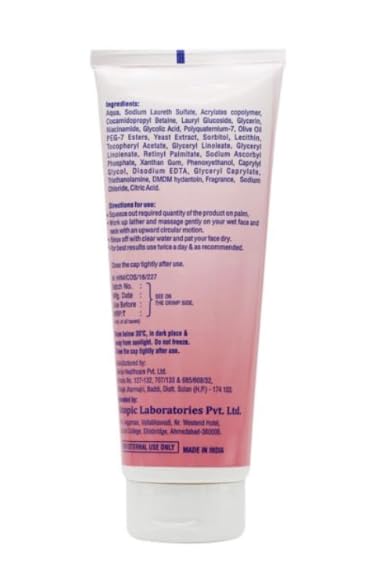 Image of Face Wash, Deep Cleansing Gel with Vitamin C, Niacinamide, Glycolic Acid, Paraben Free, 200g