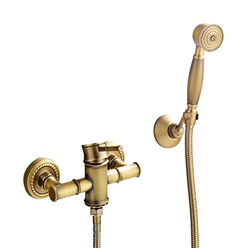 Antique Brass Shower Mixer, 150cm Hose, Ideal for Bathtubs & Shower Enclosures, Elegant Bathroom Accessory, Water-Saving Design, Easy Installation