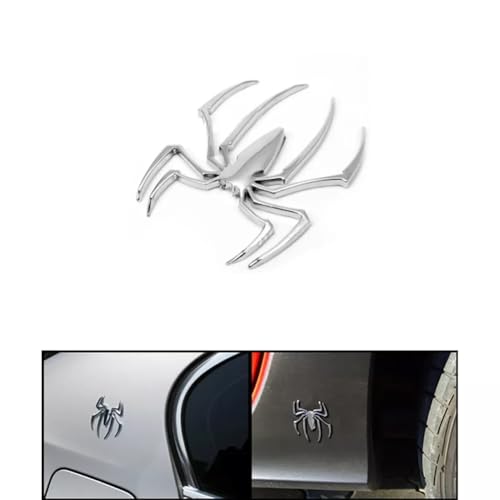 Image of 2X Spider Shape Decal Sticker Emblem Badge Fits for Universal Car Body Motorcycle SUV (Silver)
