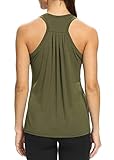 Bestisun Workout Tank Tops Loose fit Sleeveless Yoga Tops Racerback Muscle Tank Tops Summer Activewear Gym Dacne Tops Workout Exercise Clothes for Women Army Green M