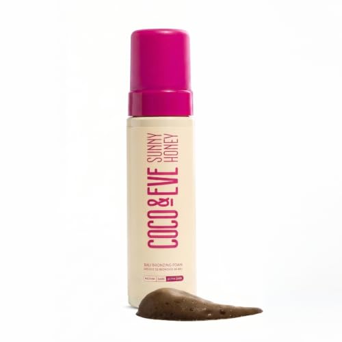 Coco & Eve Sunny Honey Bali Bronzing Foam. Natural Sunless Self Tanner Mousse. Anti Cellulite Organic Sunless Self Tanning Lotion (Ultra Dark)