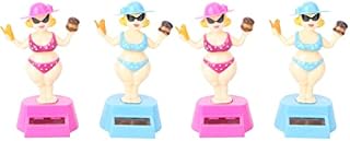 PRETYZOOM 4pcs Souvenir Decor Random Girl Toys Figurine Doll Ornament Funny for Girls Decorations Toy Dolls Color Favors Shaking Vehicle, Bobblehead Tabletop Figure Solar Car